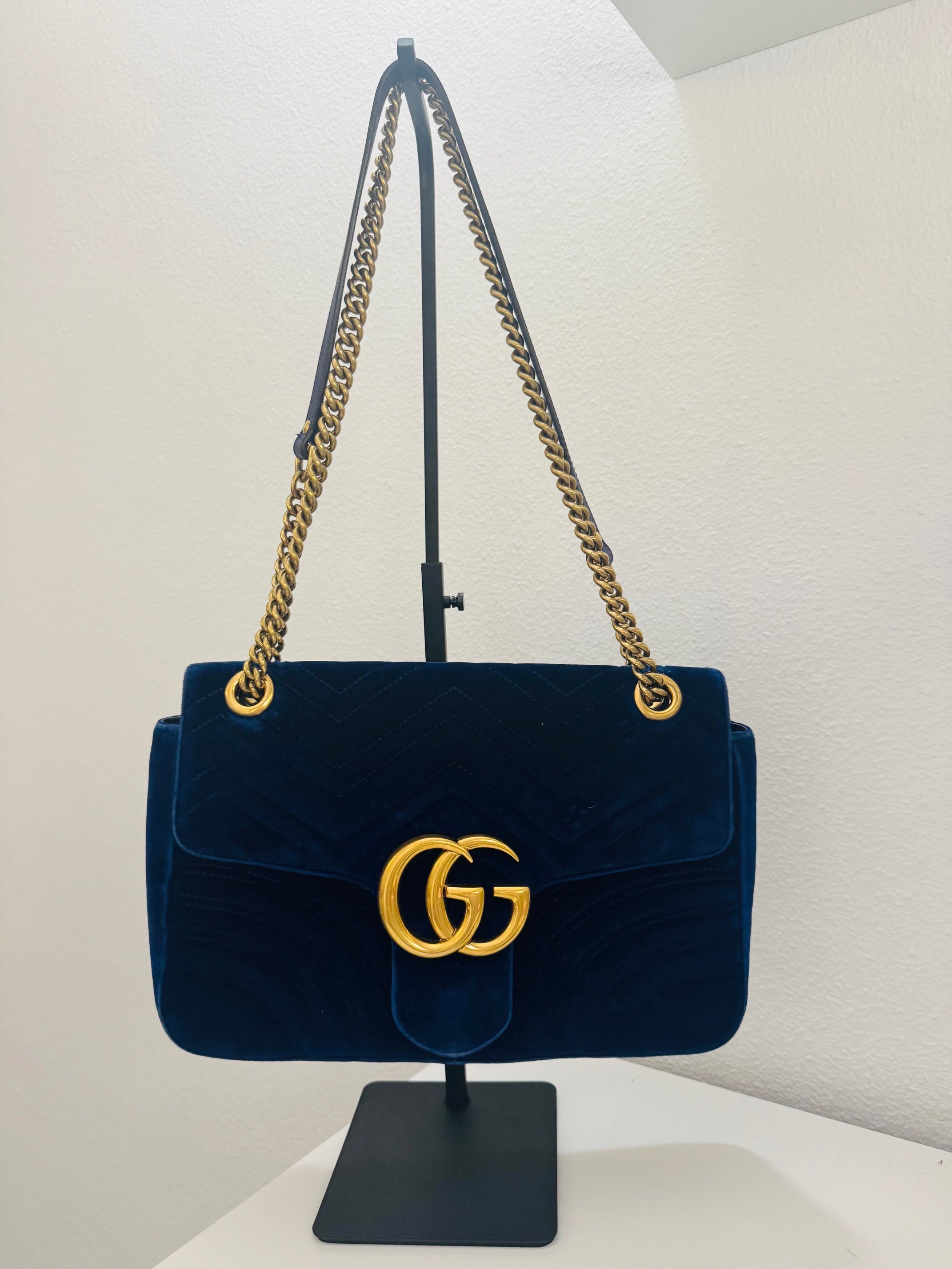 GUCCI GG MARMONT VELVET BLUE NAVY