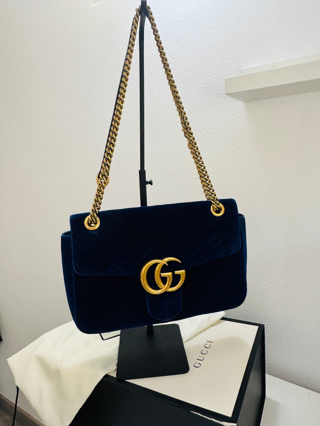 GUCCI GG MARMONT VELVET BLUE NAVY