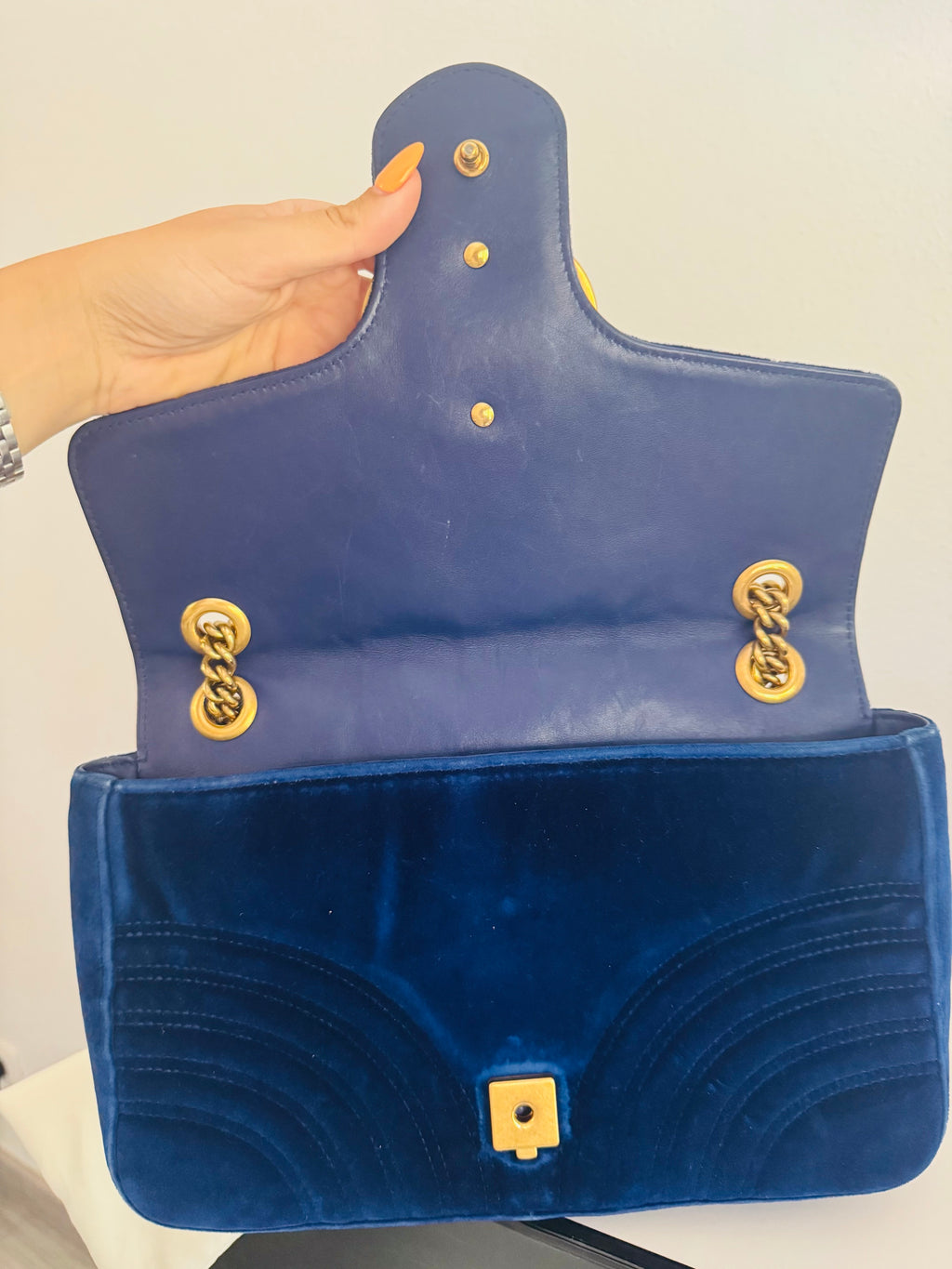 GUCCI GG MARMONT VELVET BLUE NAVY