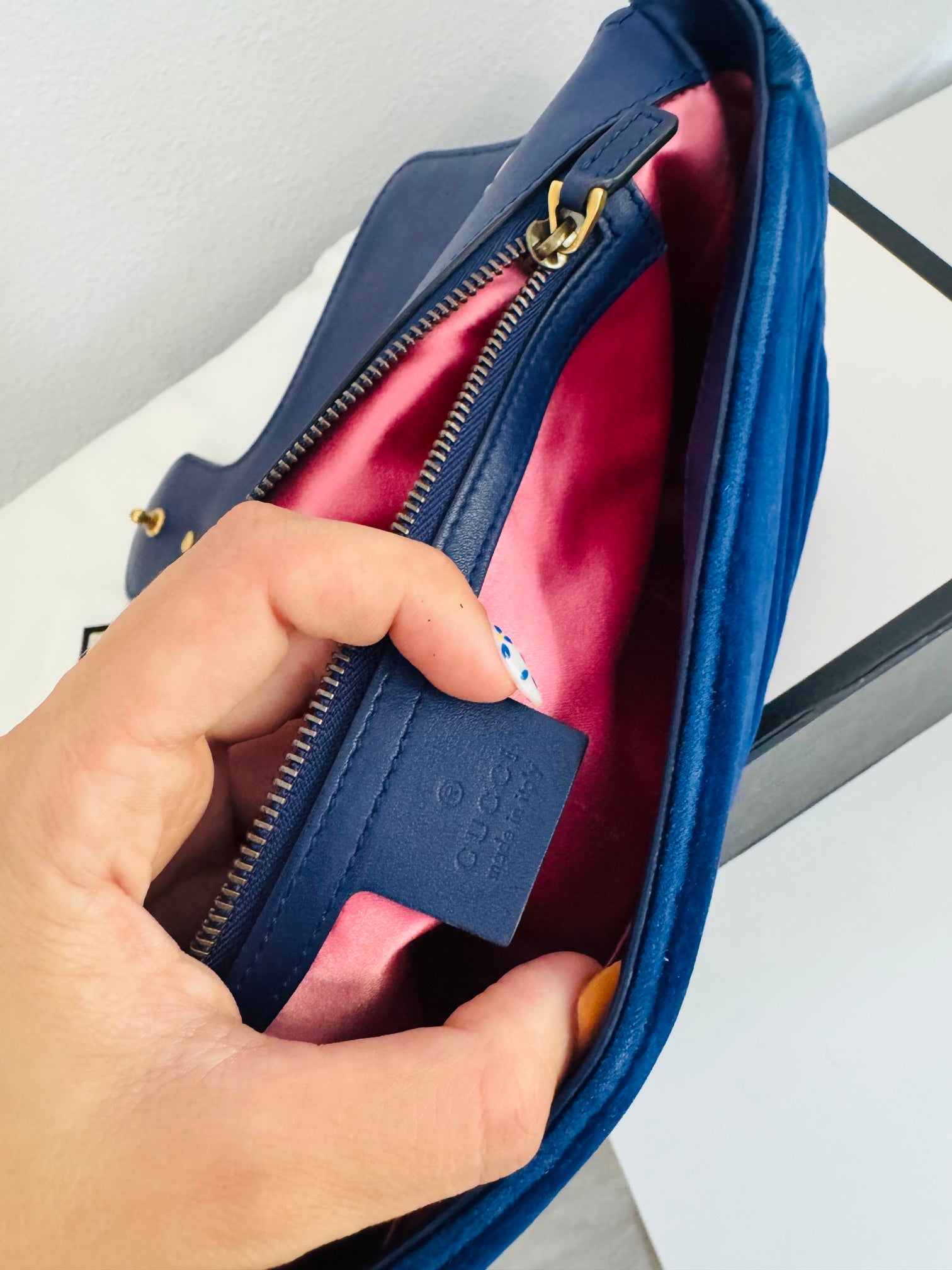 GUCCI GG MARMONT VELVET BLUE NAVY